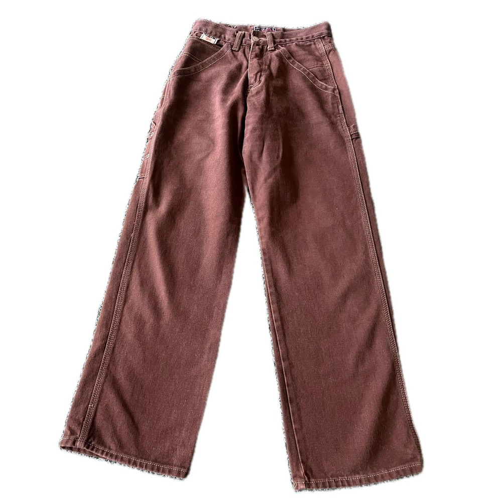 Vintage 70s Vasco Jeans Brown Carpenter Pants Wide Leg Contrast Stitch Size 5/6